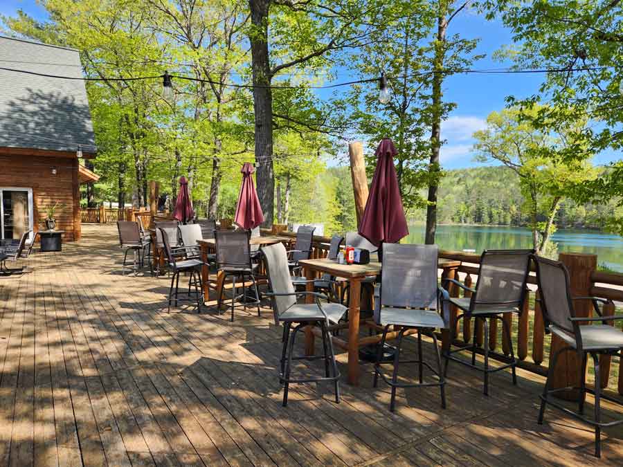 The patio at the Eagles Nest at Chateau at Black Mountain in Cheboygan, MI